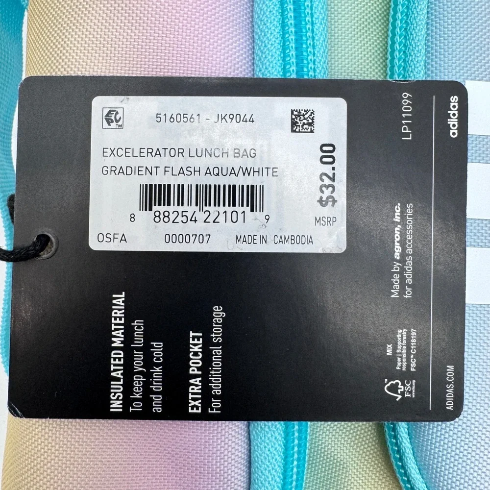 Adidas Excel Insulated Lunch Bag gradient flash aqua/white NWT